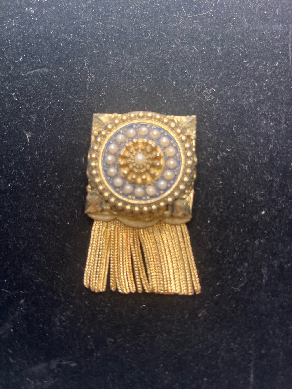 Gold Pearl Vintage WL Walter LAMP Chain Fringe Tassel Brooch RARE  1.5 x 2.5”